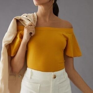 Anthropologie Maeve Off-The-Shoulder Flutter Top